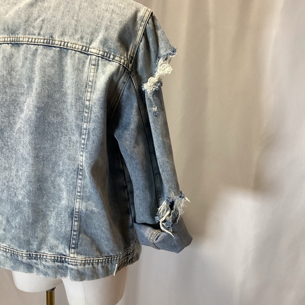 641. Free People Jean Jacket - Super Distressed - Xl - Nwot View 4